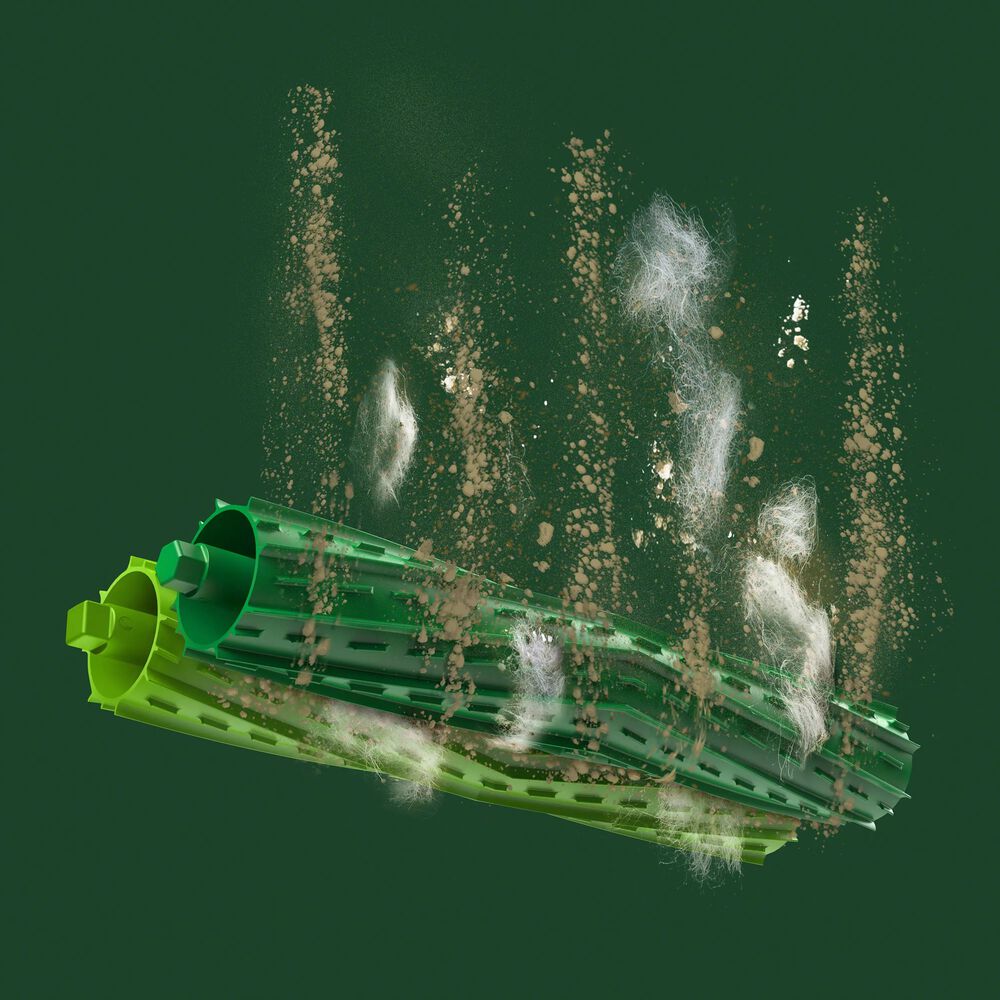 Dubbele rubberen borstels met anti-vastlooptechnologie zorgen voor een perfecte schoonmaak